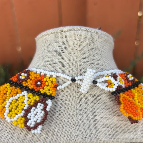 💕New Listing 💕Handmade Beaded Choker with Fringe Waterfall and Earrings - Picture 6 of 9